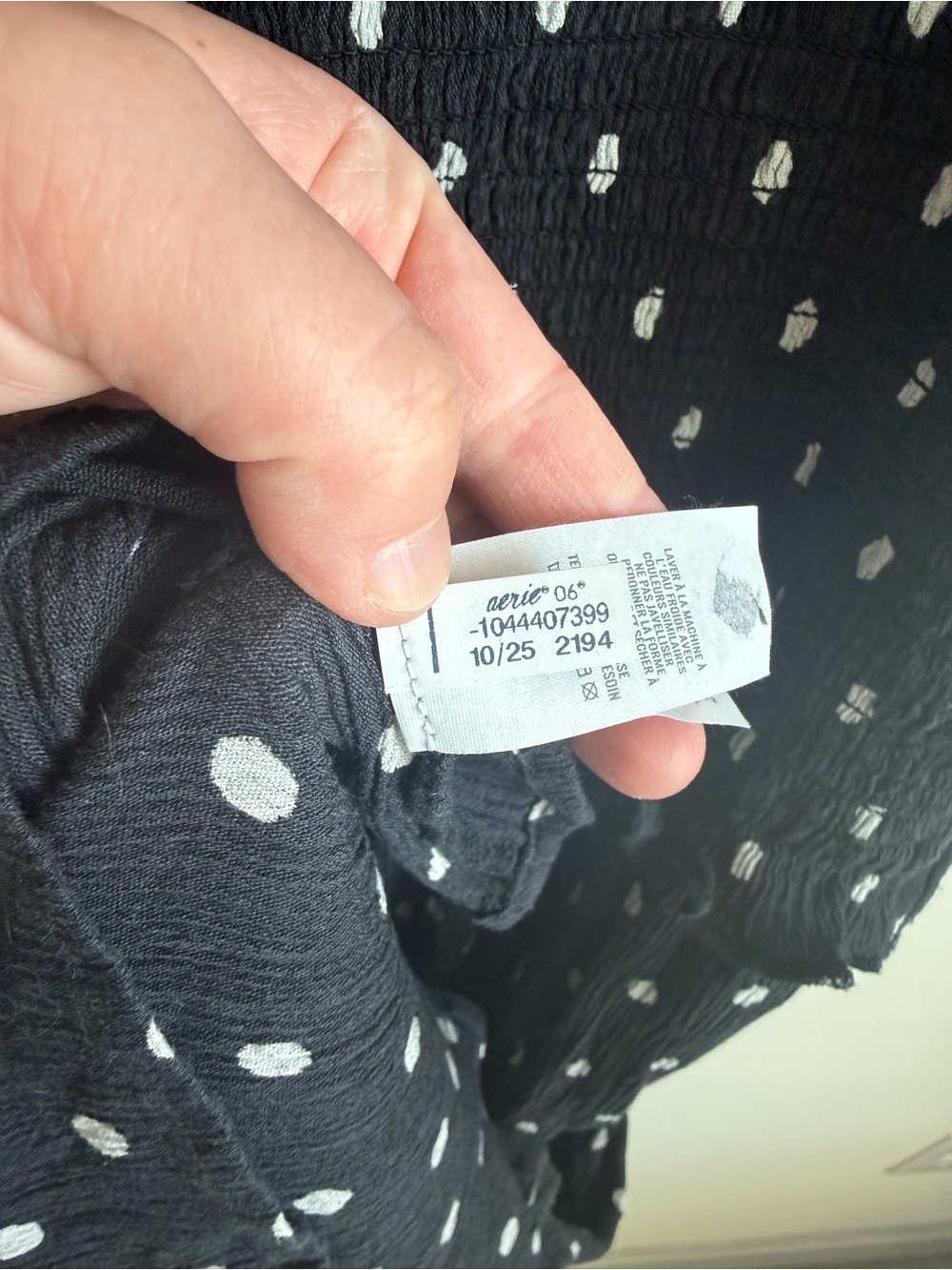 Aerie At the Barre Smocked Midi Dress Black White Polka Dot Pockets XL - Picture 12 of 15